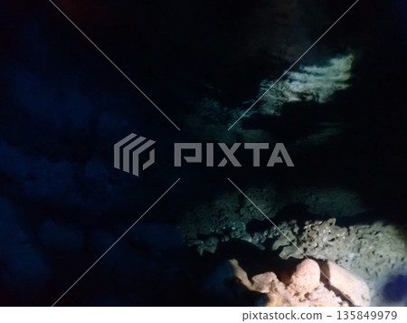 Dark underwater cave 135849979