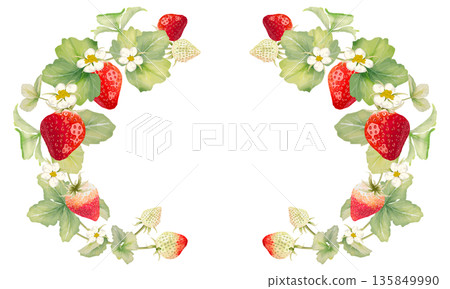 Watercolor strawberry frame material Watercolor strawberry frame material 135849990