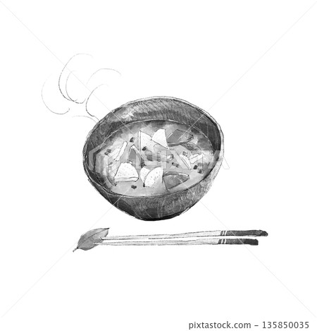 水彩:熱味噌湯 水彩:熱味噌湯 135850035