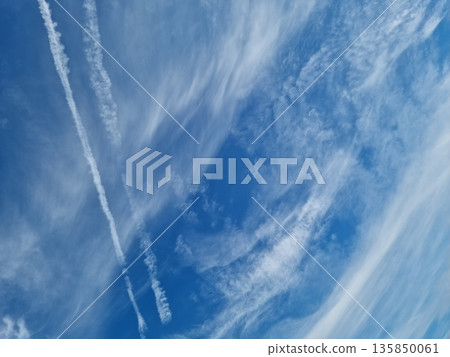 It's a blue sky with clouds. 135850061