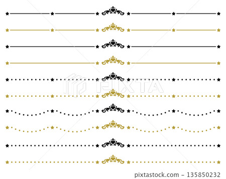 可愛的星形裝飾線條套裝 - 黑金 135850232