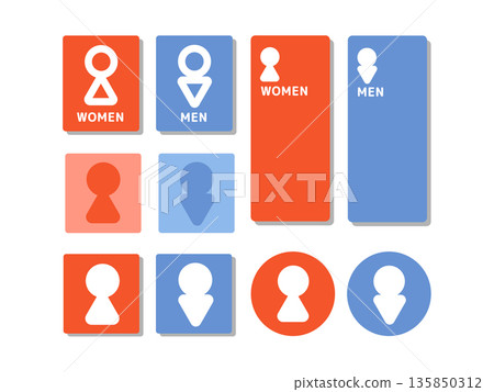 Toilet sign illustration set Toilet sign illustration set 135850312