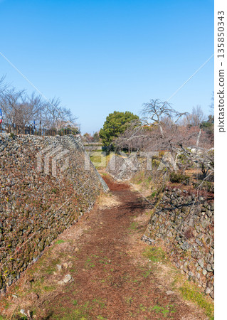 乾旱時期大和郡山城的內護城河 乾旱時期大和郡山城的內護城河 135850343
