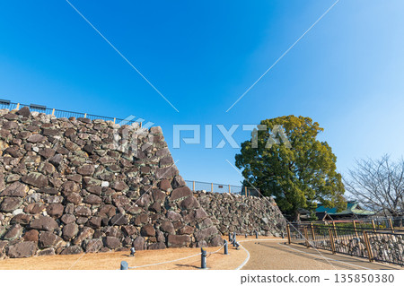 View from the west side of Yamatokoriyama Castle's castle tower towards Yanagisawa Shrine 135850380