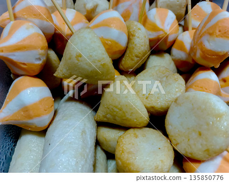 Assorted Steamed Fish Balls and Dumplings for Indonesian Steamboat Assorted Steamed Fish Balls and Dumplings for Indonesian Steamboat 135850776