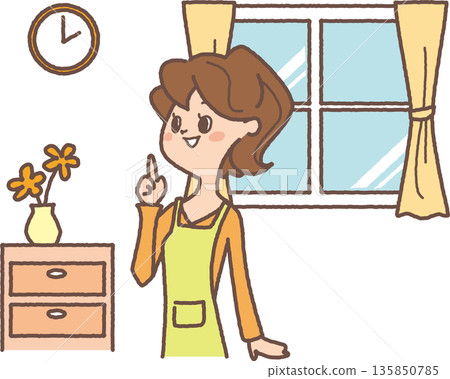 房間裡一位女士的插圖 135850785