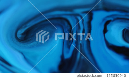 Ink water. Chemical fluid. Defocused blue neon color paint enamel marble wet texture emulsion growing on abstract art creative background. Ink water. Chemical fluid. Defocused blue neon color paint enamel marble wet texture emulsion growing on abstract art creative background. 135850940