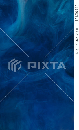 Steam stream. Vapor background. Defocused blue color paint in liquid water chemical fluid fluttering on creative acrylic abstraction. Steam stream. Vapor background. Defocused blue color paint in liquid water chemical fluid fluttering on creative acrylic abstraction. 135850941