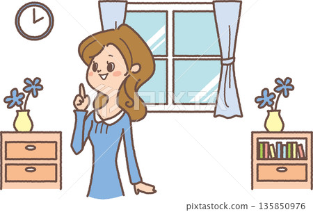 房間裡一位女士的插圖 房間裡一位女士的插圖 135850976