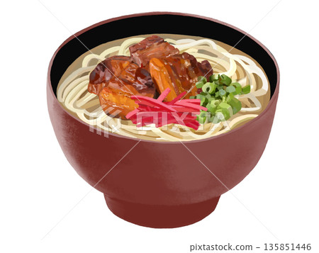 Okinawa soba (red and black bowl) Okinawa soba (red and black bowl) 135851446