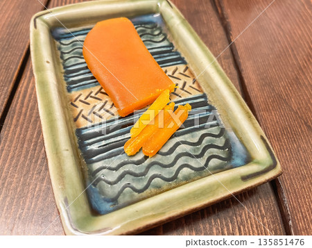 Salted dried mullet roe is a high-class delicacy. Salted dried mullet roe is a high-class delicacy. 135851476