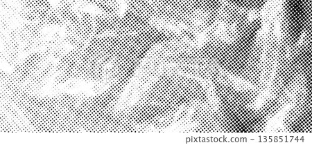 Halftone wrinkled cellophane overlay. Dotted crumpled plastic texture. Bitmap rough creased film background. Aged creasy surface in comic pop art style. Grainy cartoon gritty paper wallpaper. Vector Halftone wrinkled cellophane overlay. Dotted crumpled plastic texture. Bitmap rough creased film background. Aged creasy surface in comic pop art style. Grainy cartoon gritty paper wallpaper. Vector 135851744