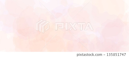 Pastel pink watercolor effect background. Light rose watercolour gradient texture. Soft blurred paint splashes wallpaper for birthday, wedding or Valentines day design. Vector feminine marble backdrop 135851747