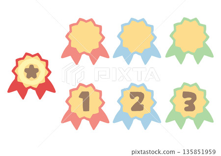 幼兒園和托兒所編號獎章徽章套裝（1-3） 135851959