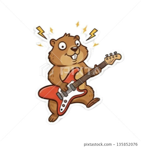 Marmot playing guitar Marmot playing guitar 135852076