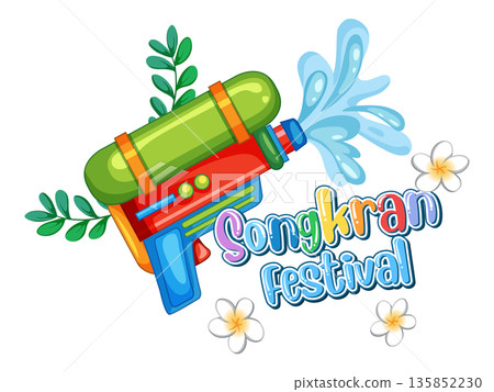 Colorful Water Gun Illustration for Songkran Festival Celebration 135852230