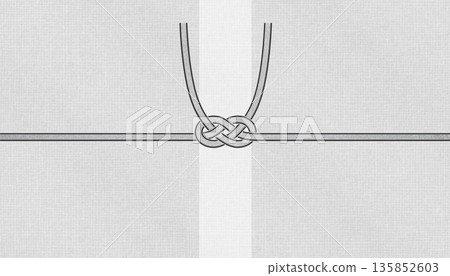 現代日式及紙及黑銀色「淡路結」水引,用於葬禮及弔唁 現代日式及紙及黑銀色「淡路結」水引,用於葬禮及弔唁 135852603