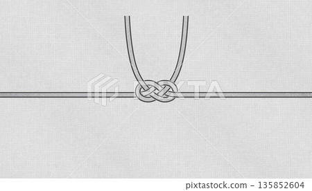 現代日式及紙及黑銀色「淡路結」水引，用於葬禮及弔唁 135852604