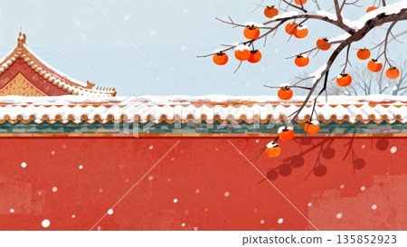 japanese temple in winter 135852923