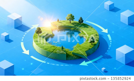 aerial view of the river and roads, houses 135852924