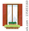 Illustration of a window with curtains 135853160