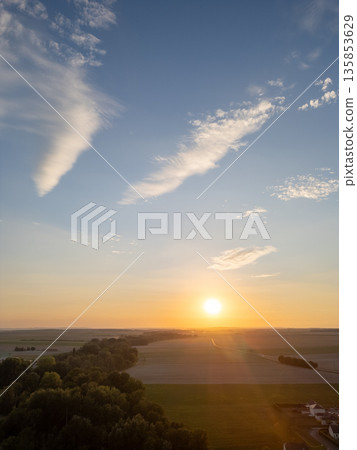 Bergnicourt, Rethel, Ardennes, Grand-Est, France, August, 28th, 2025, Experience the Stunning Sunset 135853629