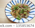 Radish, pork, konjac, and miso stir-fry 135853674