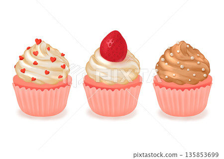 pink cupcake illustration pink cupcake illustration 135853699