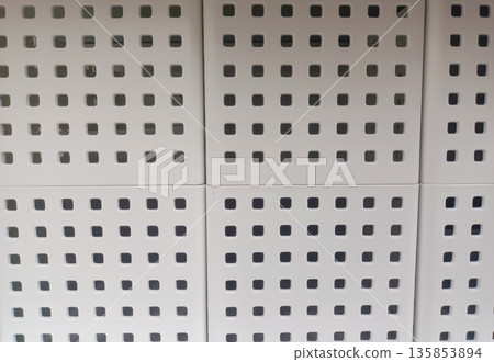 White Plastic Storage Box with Square Hole Patterns for Home Organization White Plastic Storage Box with Square Hole Patterns for Home Organization 135853894