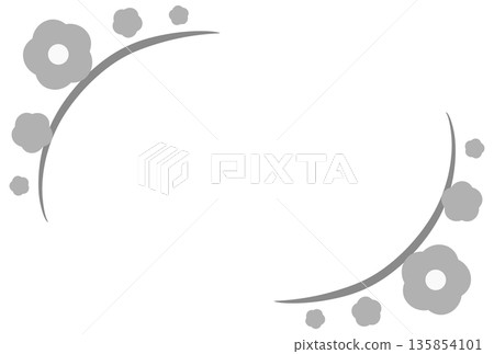 Gray simple flower and line frame Gray simple flower and line frame 135854101