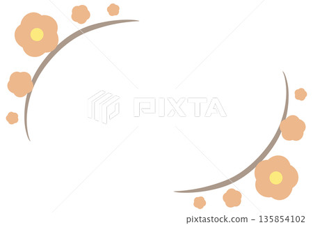 A simple light orange flower and line frame A simple light orange flower and line frame 135854102