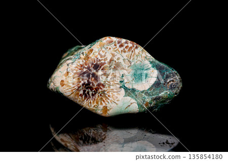 Flower Rhyolite gemstone on dark background Flower Rhyolite gemstone on dark background 135854180