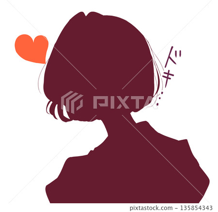 波波頭女人愛的剪影心跳… 135854343