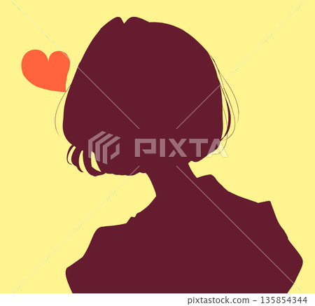 Bob cut woman love silhouette 135854344