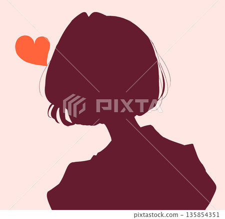 波波頭女性的剪影 波波頭女性的剪影 135854351