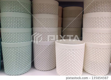 Assorted Woven Texture Plastic Organizers in Mint and White 135854387