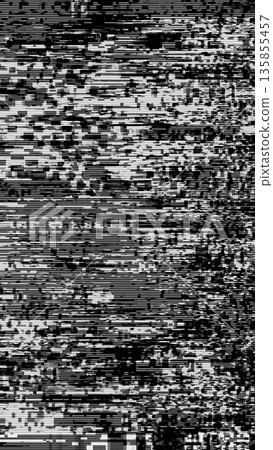 Black and white glitch pattern overlay texture with horizontal lines for 80s, Y2K digital aesthetic 135855457