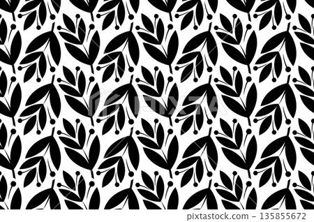 Flower geometric pattern. Seamless vector background. White and black ornament. 135855672