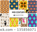 Set of seamless patterns with different designs Mid-century 135856071