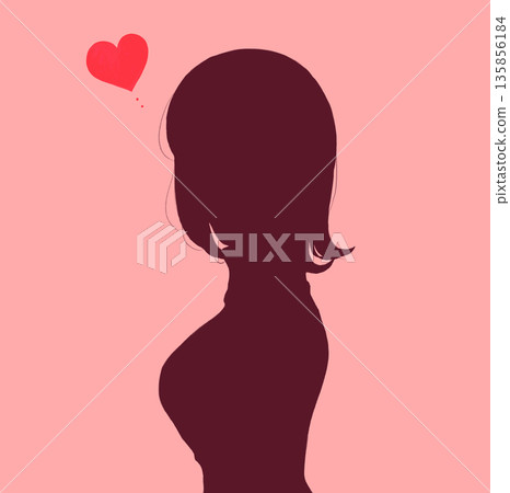 女人側面上身輪廓之愛 135856184