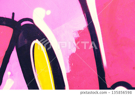 Abstract Pink Yellow Black Graffiti Art with Bold Lines and Street Style for 2000s Urban Aesthetic 135856598