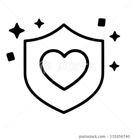 Shield heart protection love safety secure icon outline simple black Shield heart protection love safety secure icon outline simple black 135856740