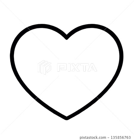 Heart outline, black line, simple shape, love symbol, minimal design, white background 135856763