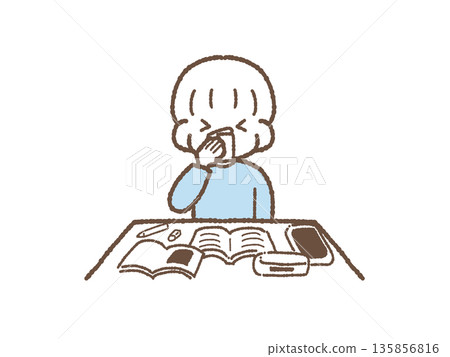 小學生打噴嚏的男孩 小學生打噴嚏的男孩 135856816