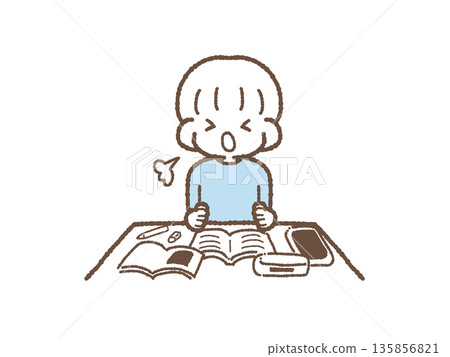 小學生打噴嚏的男孩 135856821