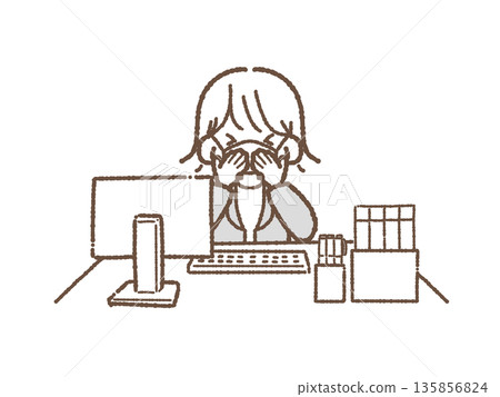 Office worker sneezing woman 135856824