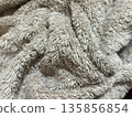 Close-up of fluffy towel fabric / natural and soft texture 135856854