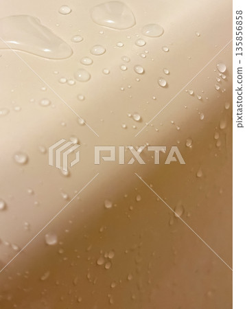 Close-up of a smooth beige surface with water droplets | Water droplets, drops, water, surface, moisturizing, cleanliness, drops 135856858