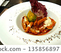 Pasta served on a plate, delicious and beautiful 135856897