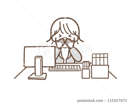 打噴嚏的女職員 打噴嚏的女職員 135857073